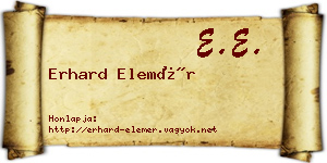 Erhard Elemér névjegykártya